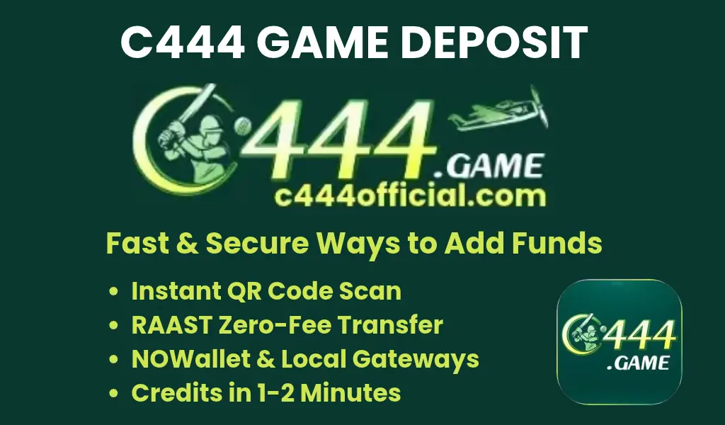 C444 Game Deposit Methods QR Code and RAAST Banner